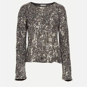 EQUIPMENT Abilene Long Sleeve Chrome Sequin Top